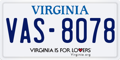 VA license plate VAS8078