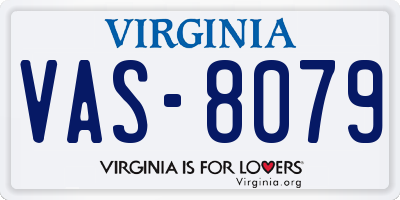 VA license plate VAS8079