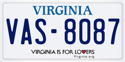 VA license plate VAS8087