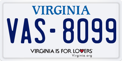 VA license plate VAS8099