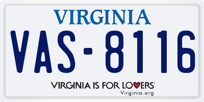 VA license plate VAS8116