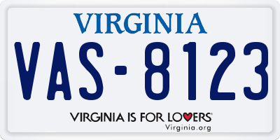 VA license plate VAS8123