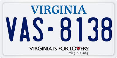 VA license plate VAS8138