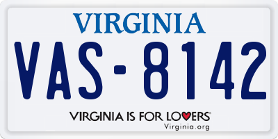 VA license plate VAS8142