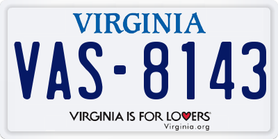 VA license plate VAS8143