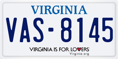 VA license plate VAS8145