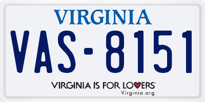 VA license plate VAS8151