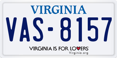VA license plate VAS8157