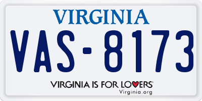 VA license plate VAS8173