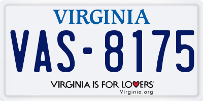 VA license plate VAS8175