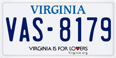 VA license plate VAS8179