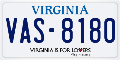 VA license plate VAS8180