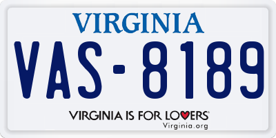 VA license plate VAS8189