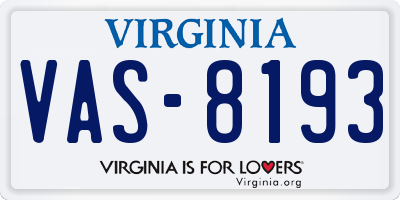 VA license plate VAS8193