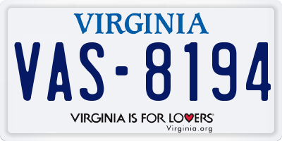 VA license plate VAS8194