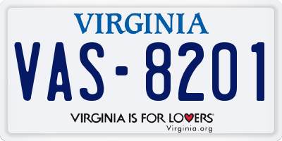 VA license plate VAS8201