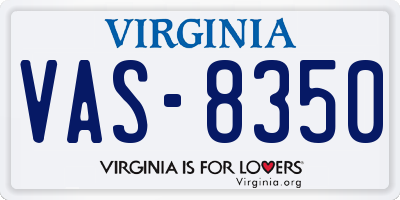 VA license plate VAS8350