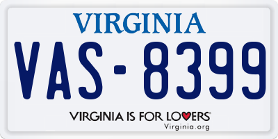 VA license plate VAS8399