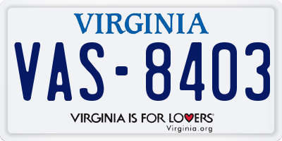 VA license plate VAS8403