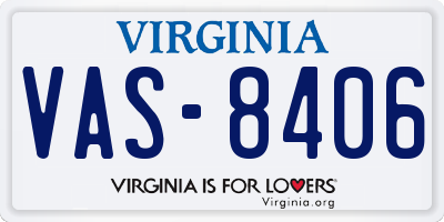 VA license plate VAS8406