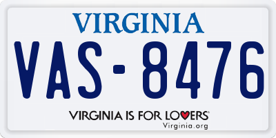 VA license plate VAS8476