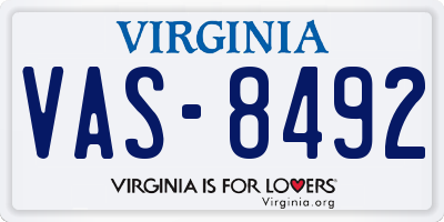 VA license plate VAS8492