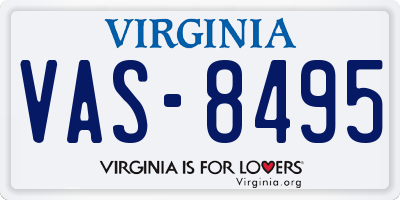 VA license plate VAS8495