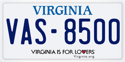 VA license plate VAS8500
