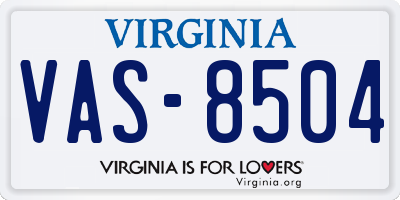 VA license plate VAS8504