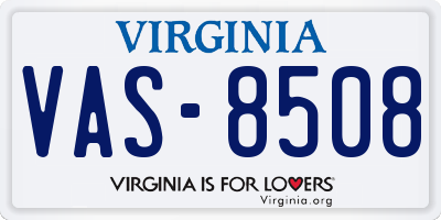 VA license plate VAS8508