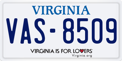 VA license plate VAS8509