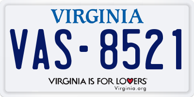VA license plate VAS8521