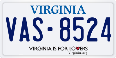 VA license plate VAS8524