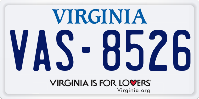VA license plate VAS8526