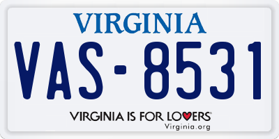 VA license plate VAS8531
