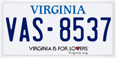 VA license plate VAS8537