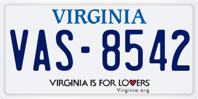VA license plate VAS8542