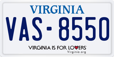 VA license plate VAS8550