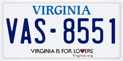 VA license plate VAS8551