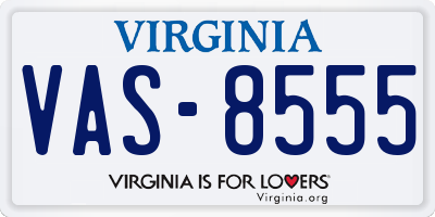 VA license plate VAS8555