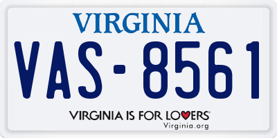 VA license plate VAS8561