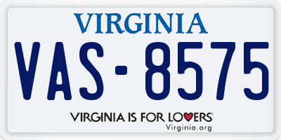 VA license plate VAS8575