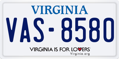 VA license plate VAS8580