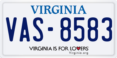 VA license plate VAS8583