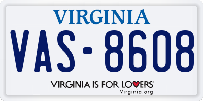 VA license plate VAS8608