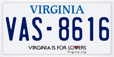 VA license plate VAS8616