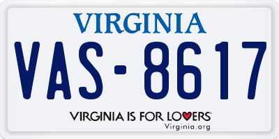 VA license plate VAS8617