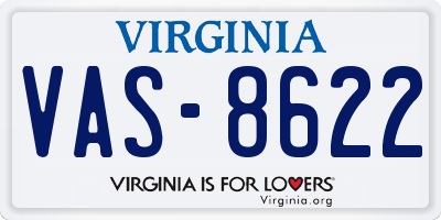 VA license plate VAS8622