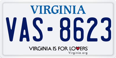 VA license plate VAS8623