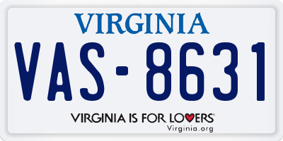 VA license plate VAS8631
